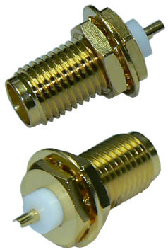 SMA female solder panel mount connector jack – gold plated